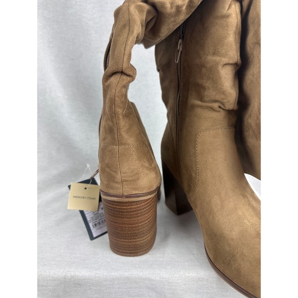 Universal Thread Junie Tan Brown Faux Suede Slouch Block Heel Boots Women 11 NEW - Picture 3 of 6